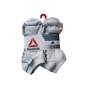 Reebok Mens White/Gray Low Cut Socks Pack of 6 Pro-Series Size 6-12.5